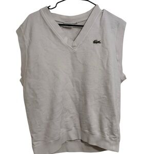 Lacoste Sport Tennis Sleeveless Sweatshirt Vest White V Neck Pullover Size XL